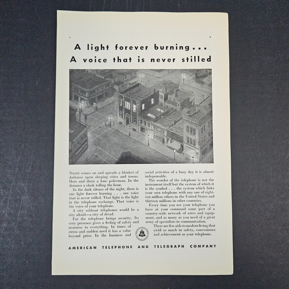 1932 AT&T American Telephone And Telegraph Company Vintage Print‎ Ad City Scene